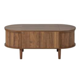 Merax Oval Lift-Top Fluted Coffee Table with Storage & Solid Wood Legs in Walnut - thumbnail 6