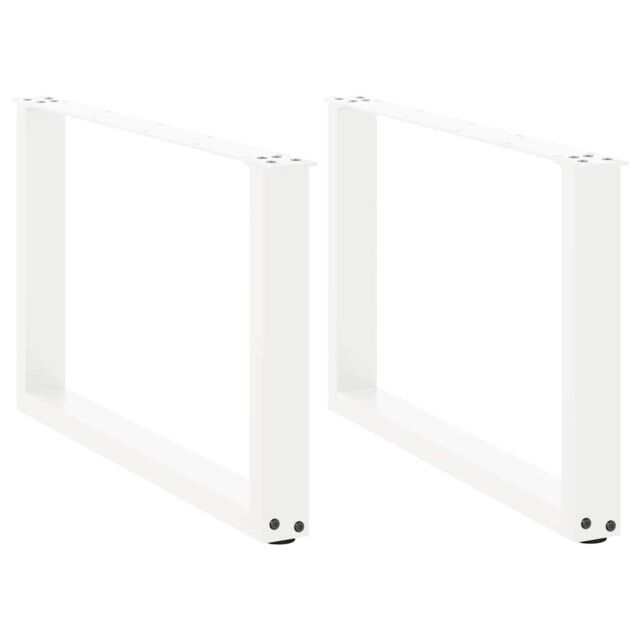 Berkfield Home Coffee Table Legs U-Shaped 2 pcs White 60x(42-43) cm Steel - image 1