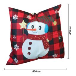 Netagon Red Snowman Design Christmas Themed Cushion 40X40CM - Size: 40X40 cm - thumbnail 2