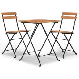 Berkfield Home 3 Piece Folding Bistro Set Solid Wood Teak & Steel in Brown