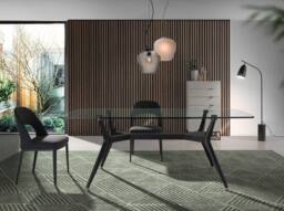 Angel Cerda Dark Grey Fabric Dining Chair with Black Steel Legs - thumbnail 4