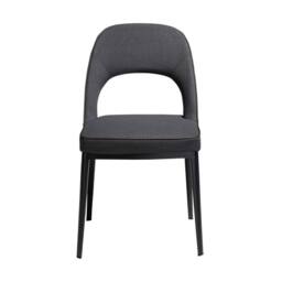Angel Cerda Dark Grey Fabric Dining Chair with Black Steel Legs - thumbnail 2