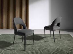 Angel Cerda Dark Grey Fabric Dining Chair with Black Steel Legs - thumbnail 3
