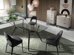 Angel Cerda Dark Grey Fabric Dining Chair with Black Steel Legs - thumbnail 6