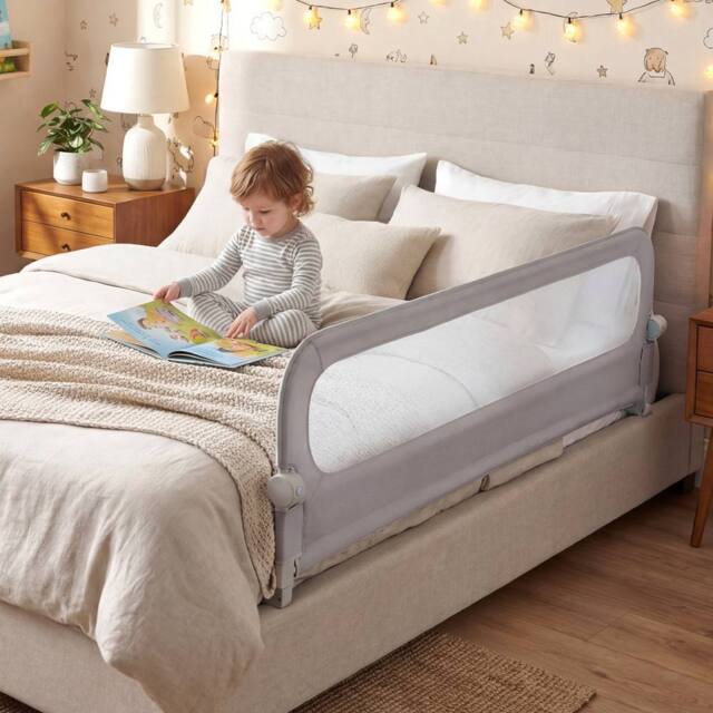 CASART Foldable Toddler Bed Rail 178 cm Long Adjustable Baby Bed Rail Guard in Grey - image 1