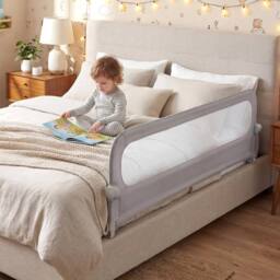 CASART Foldable Toddler Bed Rail 178 cm Long Adjustable Baby Bed Rail Guard in Grey - thumbnail 1