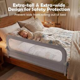 CASART Foldable Toddler Bed Rail 178 cm Long Adjustable Baby Bed Rail Guard in Grey - thumbnail 6