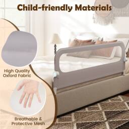 CASART Foldable Toddler Bed Rail 178 cm Long Adjustable Baby Bed Rail Guard in Grey - thumbnail 8