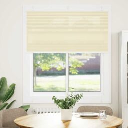 Berkfield Home Pleated Blind Cream 120x100 cm Fabric Width 119.4 cm Polyester - thumbnail 2