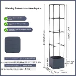Havendro 142cm 4‑Tier Self Watering Tomato Planter Pot Vine Trellis Support in Grey - thumbnail 2