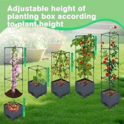 Havendro 142cm 4‑Tier Self Watering Tomato Planter Pot Vine Trellis Support in Grey - thumbnail 3