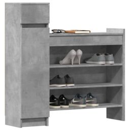Berkfield Home Shoe Cabinet Concrete Grey 100.5x28x100 cm Engineered Wood - thumbnail 4