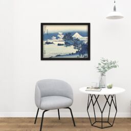 "Artery8 Wall Art Print Hokusai Beach Of Shichirigahama Province Of Sagami Large Framed Wall Décor Art in Brown - Size: W18"" x H24""" - thumbnail 2