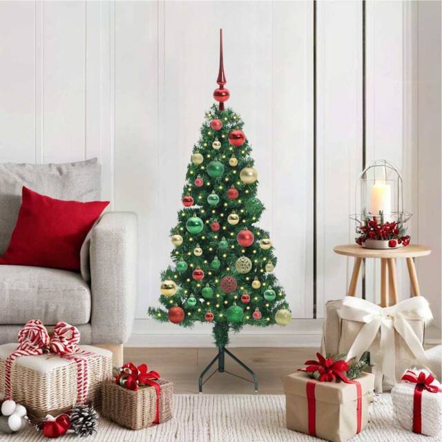 Berkfield Home Corner Artificial Christmas Tree Green 120 cm PVC & Metal - image 1