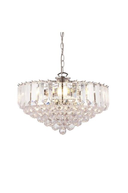 Netlighting Fargo 6 Light Ceiling Pendant Chrome Clear Acrylic E14 in Grey