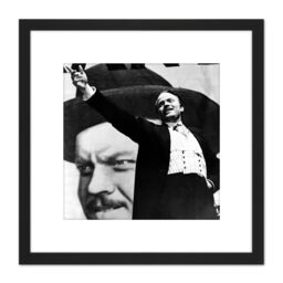 Artery8 Movie Still Citizen Kane Orson Welles 8X8 Inch Square Wooden Framed Wall Art Print Picture with Mount in Black - thumbnail 1
