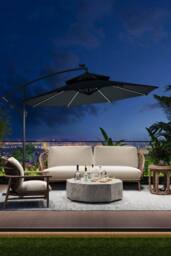 Garden Sanctuary Garden Double-Top Umbrella Parasol with Solar Lights & HDPE Base in Dark Grey - thumbnail 2