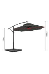 Garden Sanctuary Garden Double-Top Umbrella Parasol with Solar Lights & HDPE Base in Dark Grey - thumbnail 5
