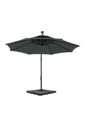 Garden Sanctuary Garden Double-Top Umbrella Parasol with Solar Lights & HDPE Base in Dark Grey - thumbnail 3
