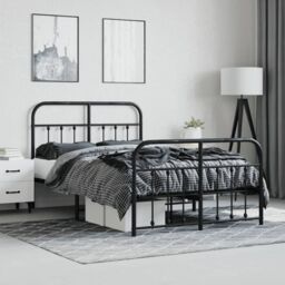 Berkfield Home Metal Bed Frame with Headboard & Footboard Black 120x200 cm - Size: Small Double - thumbnail 4