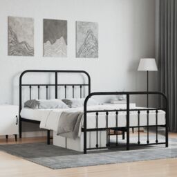 Berkfield Home Metal Bed Frame with Headboard & Footboard Black 120x200 cm - Size: Small Double - thumbnail 1
