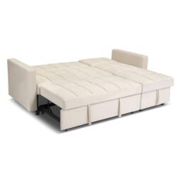 Bravich LTD Milo 3 Seater Velvet Corner Sofa Bed Pull Out Guest Bed with Storage in Cream - thumbnail 7