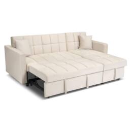 Bravich LTD Milo 3 Seater Velvet Corner Sofa Bed Pull Out Guest Bed with Storage in Cream - thumbnail 8