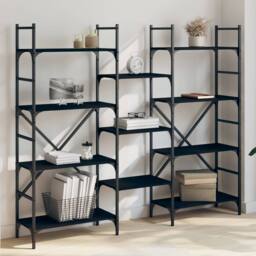 Berkfield Home Bookshelf Black 160x28.5x136.5 cm Engineered Wood - thumbnail 2
