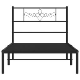 Berkfield Home Metal Bed Frame with Headboard Black 90x190 cm Single - thumbnail 5