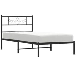 Berkfield Home Metal Bed Frame with Headboard Black 90x190 cm Single - thumbnail 3