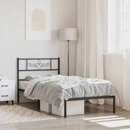 Berkfield Home Metal Bed Frame with Headboard Black 90x190 cm Single - thumbnail 1