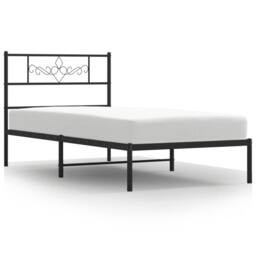 Berkfield Home Metal Bed Frame with Headboard Black 90x190 cm Single - thumbnail 2