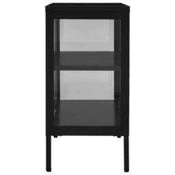 Berkfield Home Sideboard Black 70x35x70 cm Steel & Glass - Size: 70 x 35 x 70 cm - thumbnail 4