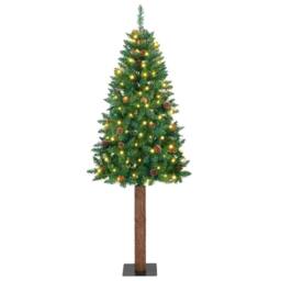 Berkfield Home Elegant Slim Christmas Tree Green 180 cm PVC & Solid Pine wood - thumbnail 2
