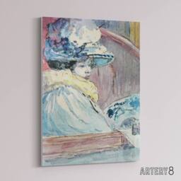 "Artery8 Henry Somm Woman in a Lodge Watercolour Portrait Canvas Wall Art Print - Size: W12"" x H16""" - thumbnail 2
