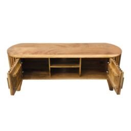 Jaipur Furniture Ltd Slated TV Unit - Mango Wood - L40 x W135 x H50 cm - Light Finish - Assembly Required in Brown - thumbnail 6