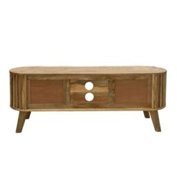 Jaipur Furniture Ltd Slated TV Unit - Mango Wood - L40 x W135 x H50 cm - Light Finish - Assembly Required in Brown - thumbnail 7