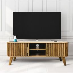 Jaipur Furniture Ltd Slated TV Unit - Mango Wood - L40 x W135 x H50 cm - Light Finish - Assembly Required in Brown - thumbnail 8