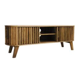 Jaipur Furniture Ltd Slated TV Unit - Mango Wood - L40 x W135 x H50 cm - Light Finish - Assembly Required in Brown - thumbnail 4