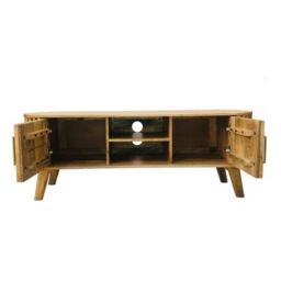 Jaipur Furniture Ltd Slated TV Unit - Mango Wood - L40 x W135 x H50 cm - Light Finish - Assembly Required in Brown - thumbnail 5