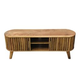 Jaipur Furniture Ltd Slated TV Unit - Mango Wood - L40 x W135 x H50 cm - Light Finish - Assembly Required in Brown - thumbnail 3