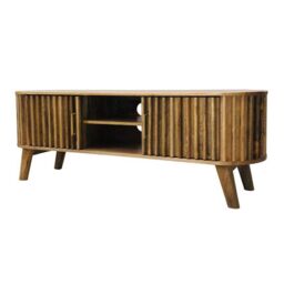 Jaipur Furniture Ltd Slated TV Unit - Mango Wood - L40 x W135 x H50 cm - Light Finish - Assembly Required in Brown