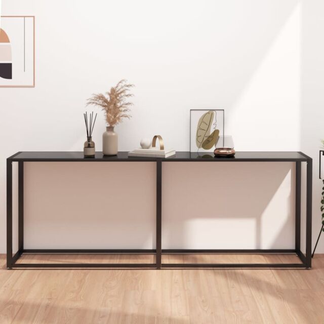 Berkfield Home Console Table Black 200x35x75.5cm Tempered Glass - Size: 200x35x75.5 cm - image 1