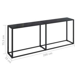 Berkfield Home Console Table Black 200x35x75.5cm Tempered Glass - Size: 200x35x75.5 cm - thumbnail 6