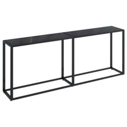 Berkfield Home Console Table Black 200x35x75.5cm Tempered Glass - Size: 200x35x75.5 cm - thumbnail 2