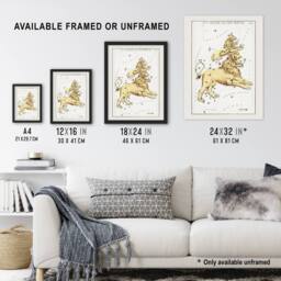 "Artery8 Vintage Leo Constellation Illustration Hall Framed Wall Art Print in White - Size: W12"" x H16""" - thumbnail 3
