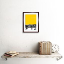 "Artery8 Wall Art Print Inverleith Edinburgh Scotland Scottish Landmark Yellow Framed Art in Brown - Size: W7"" x H9""" - thumbnail 2