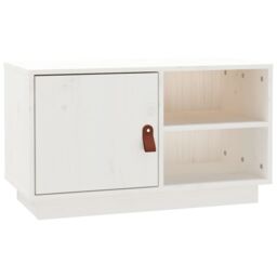 Berkfield Home TV Cabinet White 70x34x40 cm Solid Wood Pine - Size: 70 x 34 x 40 cm - thumbnail 2