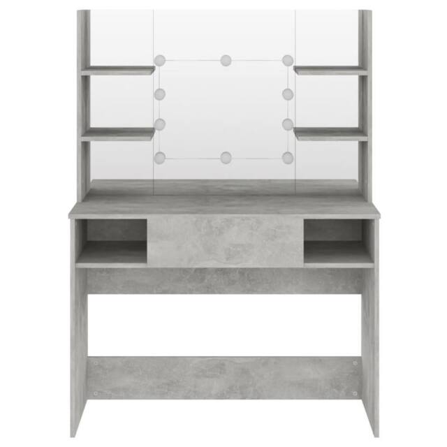Berkfield Home Makeup Table with LED Lights 100x40x135 cm MDF Concrete Grey - Size: 100 x 40 x 135 cm - image 1