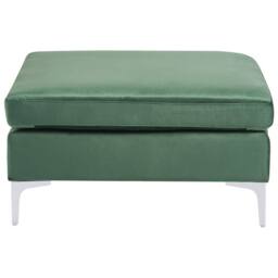 Wyld and Coco Green Velvet Square Ottoman with Silver Metal Legs - thumbnail 3
